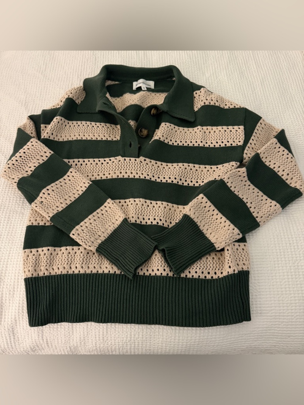 Heartloom Green and Cream Knit Sweater